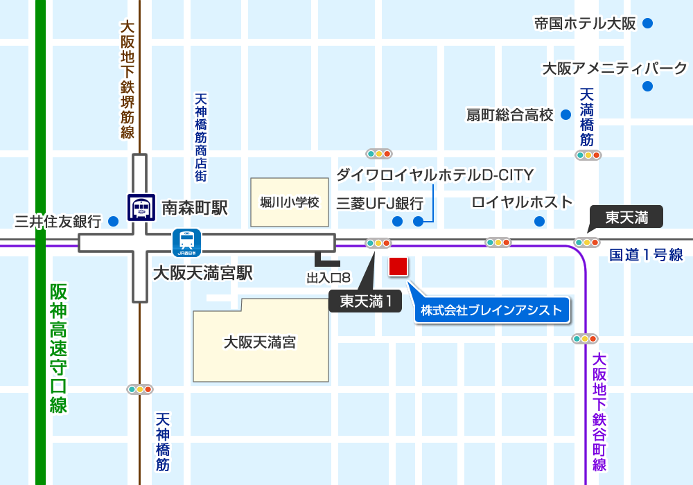 大阪オフィスの地図